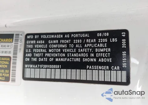 2009 Volkswagen Eos Komfort z USA, uszkodzony, nr VIN WVWAA71F39V008591